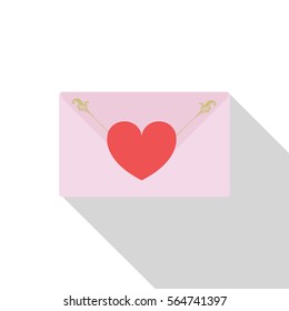 Pink paper envelope with love.