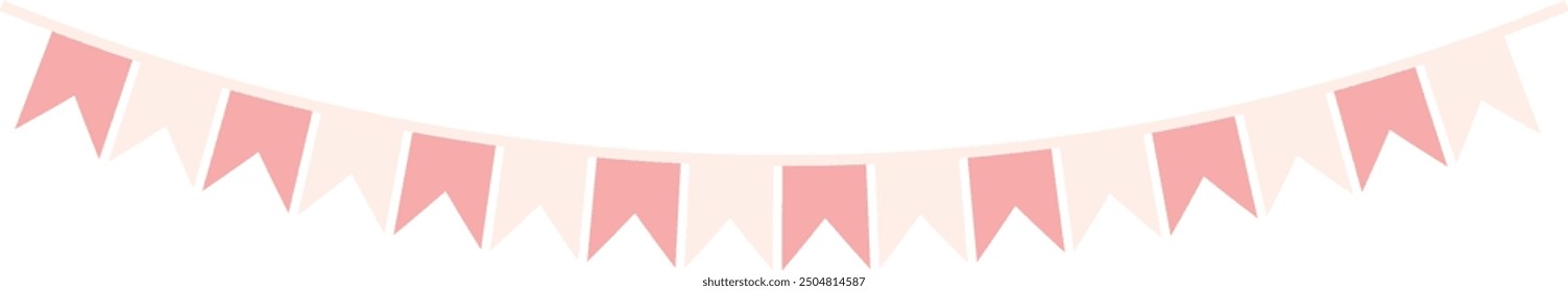 Pink paper flag garland. Festive party bunting