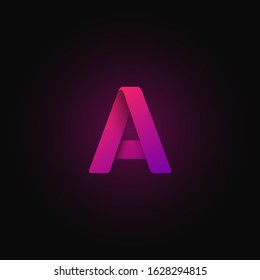 Pink paper folded character from a typeset, vector illustration