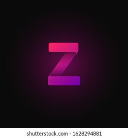 Pink paper folded character from a typeset, vector illustration