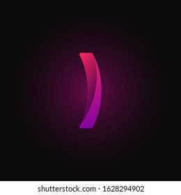 Pink paper folded character from a typeset, vector illustration
