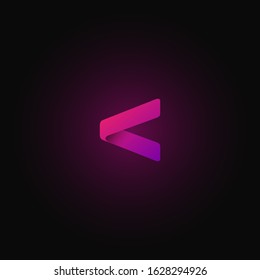 Pink paper folded character from a typeset, vector illustration