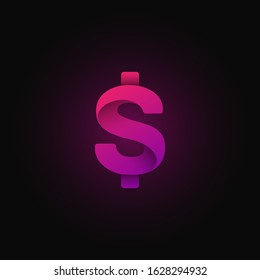 Pink paper folded character from a typeset, vector illustration