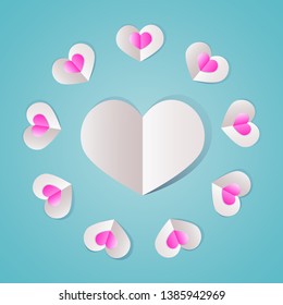 
Pink Paper Heart Background. Vector Illustration. 