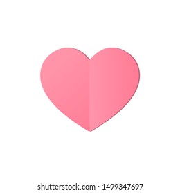 pink paper heart card isolated on white background. paper heart cut from paper. flat vector illustration eps10