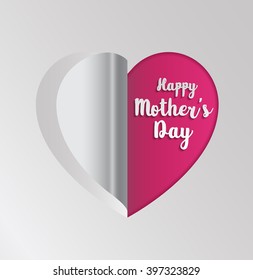Pink paper heart folding Mother's Day greeting card