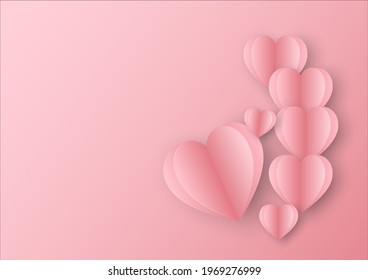 pink paper heart isolated on pink background
