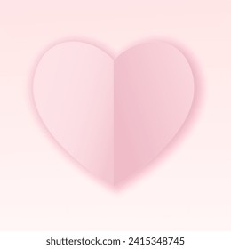 Pink paper heart, love symbol isolated on transparent background. 3D vector holiday element.