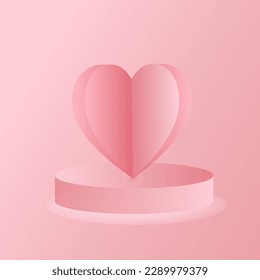 Pink paper hearts floating on a pink background.