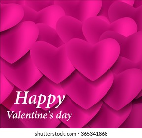 pink paper hearts. Vector illustration.