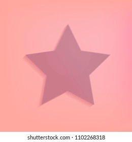 Pink paper of label for text. Vector geometric cut banner for business. Decoration origami star on color background