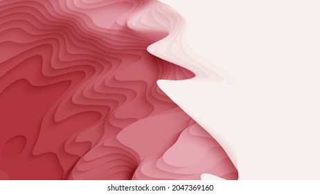 Pink paper layers. 3D abstract gradient papercut. Colorful origami shape concept