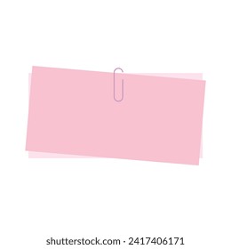 Pink Paper Note With Clip Vector Illustration