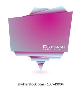 Pink paper origami element with copyspace and drop shadow