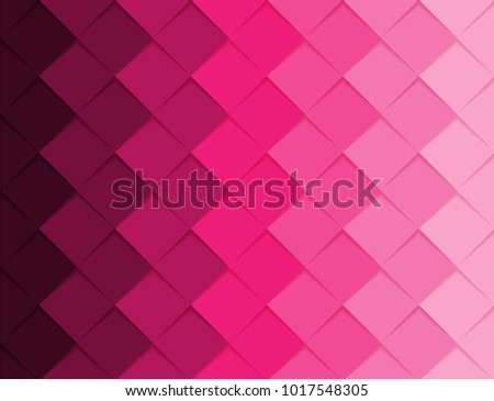 Pink paper square abstract background design with Gradient and shadows. Vector