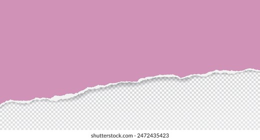 Pink paper strip with torn edge and soft shadow is on squared background for text or ad.