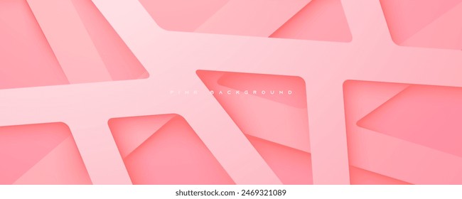 Pink papercut shape abstract background decorative design vector