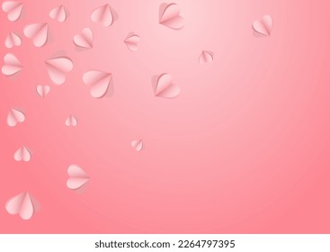 Vector de recorte rosa con fondo rosado. Borde de confetti de papel. Marco de corazón de vuelo rojo.