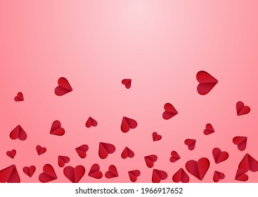 Pink Papercut Vector Pink  Backgound. Romantic Heart Frame. Burgundy Decoration Hearts Design.