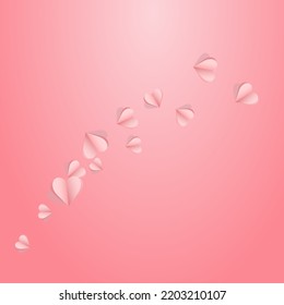 Pink Papercut Vector Pink  Backgound. Valentine Heart Template. Red 3d Hearts Wallpaper.