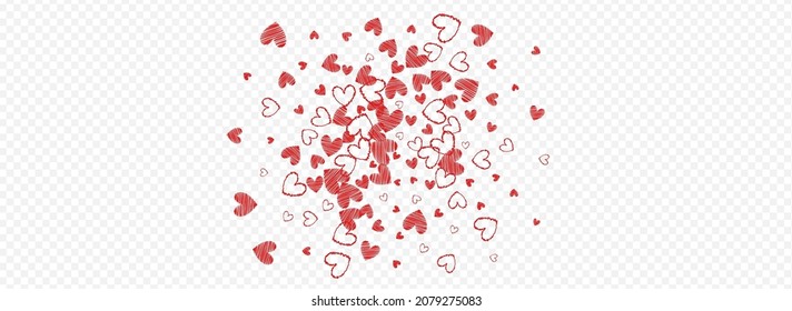 Pink Papercut Vector Panoramic Transparent Backgound. Cut Confetti Postcard. Red Paper Heart Illustration.