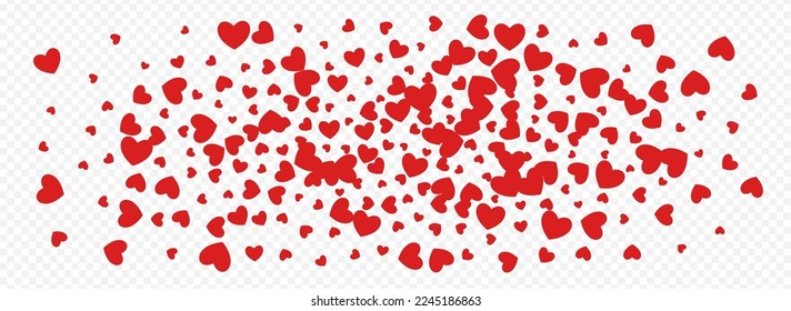 Pink Papercut Vector Panoramic Transparent Backgound. Birthday Confetti Concept. Red Falling Heart Pattern.