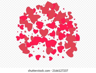 Pink Papercut Vector Transparent Backgound. Wedding Heart Pattern. Maroon Color Decoration Confetti Illustration.