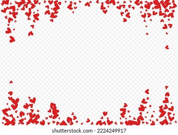 Pink Papercut Vector Transparent Backgound. Birthday Hearts Poster. Red Falling Heart Template.