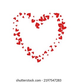 Pink Papercut Vector White Backgound. Romance Heart Design. Red Romantic Confetti Frame.