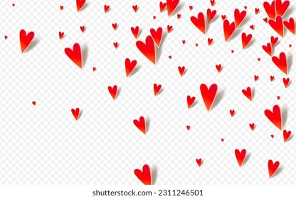 Pink Papercut Vector White Backgound. Paper Hearts Card. Red Falling Confetti Concept.