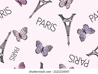 pink paris design hand drawn vector