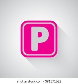 Pink Parking web icon on light grey background