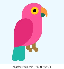 pink parrot bird with lush feathers perched on a branch vector