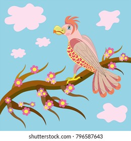 Pink parrot on a tree