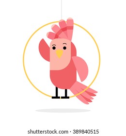 Pink Parrot sitting in a ring