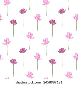 Patrón sin fisuras de tulipanes de loro rosa para el diseño textil, papel de scrapbook, envoltura, tela, Fondo de pantalla. Delicado fondo de Vector flor flor.