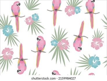 pink parrot vector hand drawn design vector seamless
