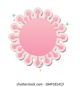 pink particle covid19 pandemic stickers vector illustration design