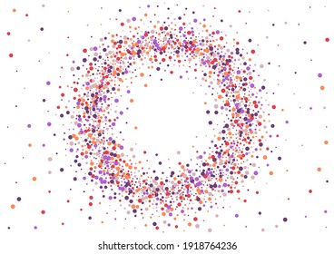 Pink Particles Circle Texture. Rose Dot Background. Spread Confetti Frame.