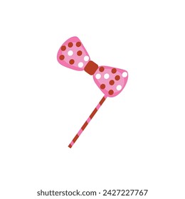 Pink party bowtie on white background