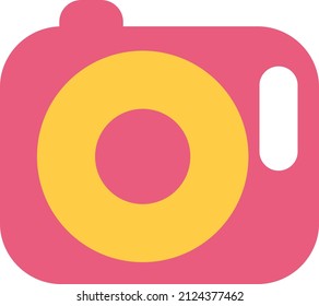 Pink party camera, illustration, vector on a white background.