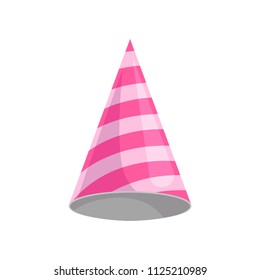 Pink party hat, celebration party symbol cartoon vector Illustration on a white background