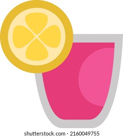 Pink party juice, illustration, vector on a white background.