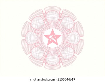 Pink passport emblem. with communism icon inside