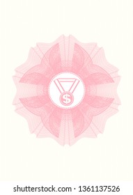 Pink passport money rosette with business award icon inside