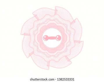 Pink Passport Money Rosette With Dumbbell Icon Inside