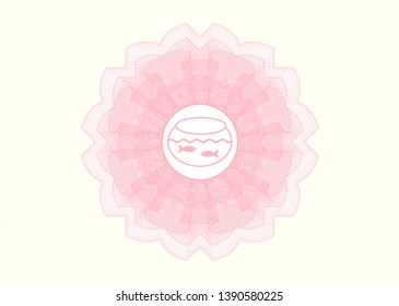Pink passport money rosette with fishbowl with fish icon inside