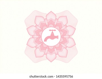 Pink passport money rosette with tap icon inside