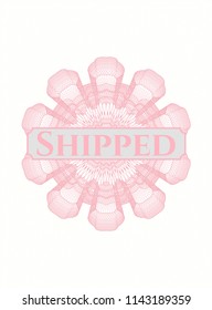 Pink passport money rosette with text Shipped inside