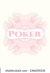 Pink passport money rosette with text Poker inside